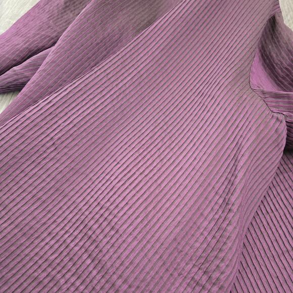 Eileen Fisher Silk Crinkle Mandarin Collar Tunic top Purple 2X Minimalist Artsy - Picture 10 of 11